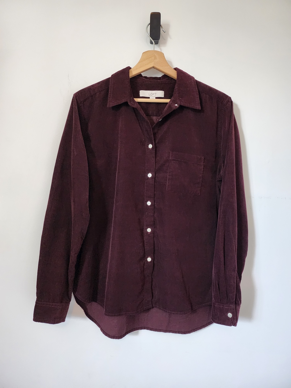 LOFT Men's Corduroy Button-Down Shirt - Deep Wine